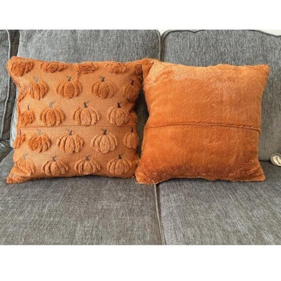 Pumpkin Pillow Covers Decorative Throw Cases Halloween Holiday Fall Decor 16x16 - Picture 3 of 10